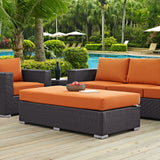 Convene Outdoor Patio Fabric Rectangle Ottoman Espresso Orange EEI-1847-EXP-ORA