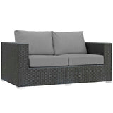 Sojourn Outdoor Patio Sunbrella® Loveseat Canvas Gray EEI-1851-CHC-GRY