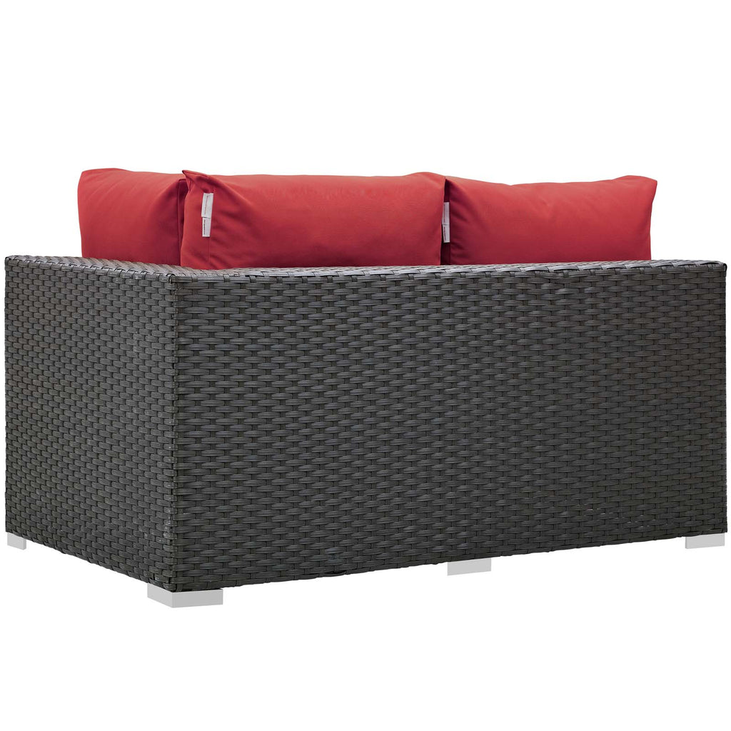 Sojourn Outdoor Patio Sunbrella® Right Arm Loveseat Canvas Red EEI-1857-CHC-RED