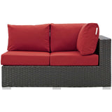 Sojourn Outdoor Patio Sunbrella® Right Arm Loveseat Canvas Red EEI-1857-CHC-RED