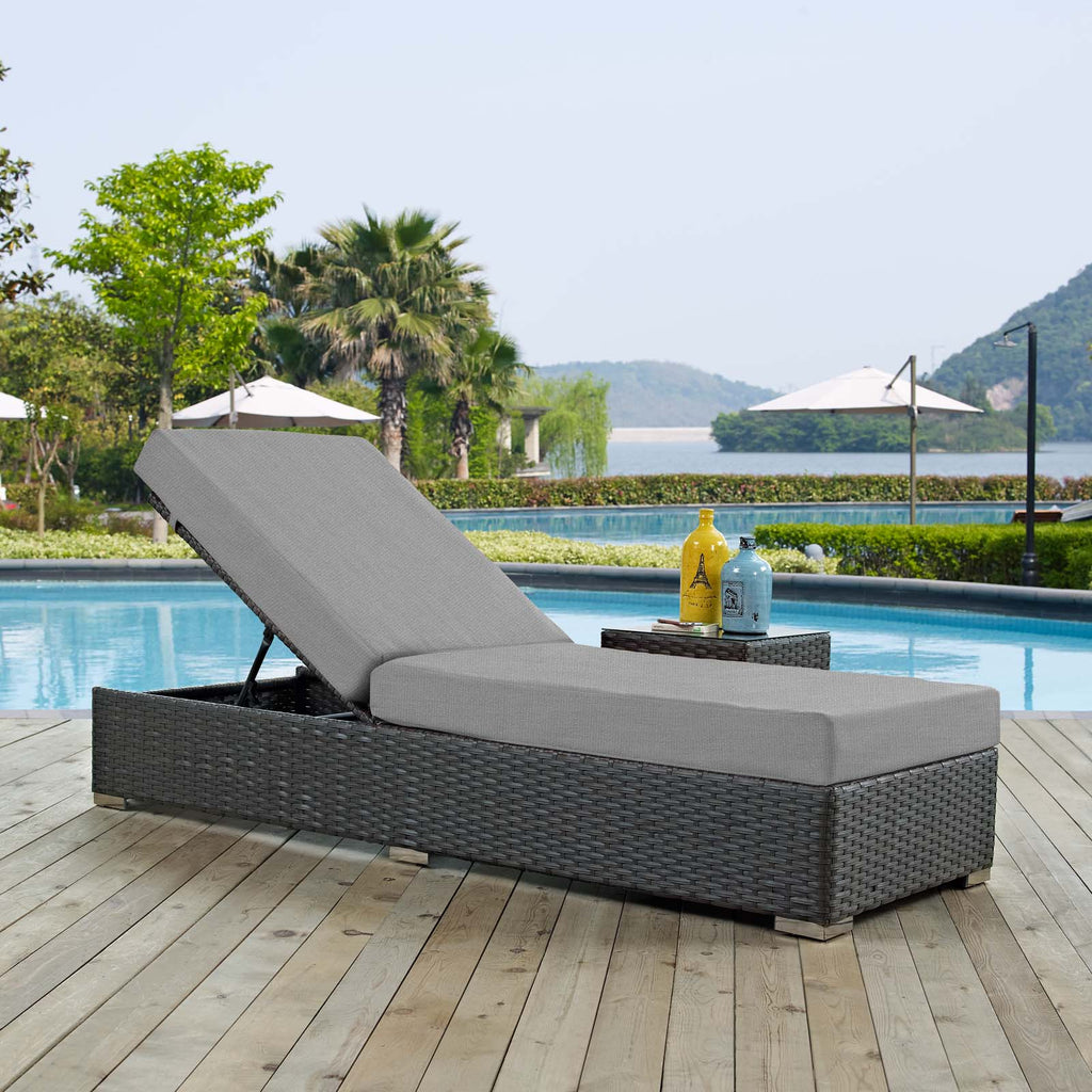 Sojourn Outdoor Patio Sunbrella® Chaise Lounge Canvas Gray EEI-1862-CHC-GRY