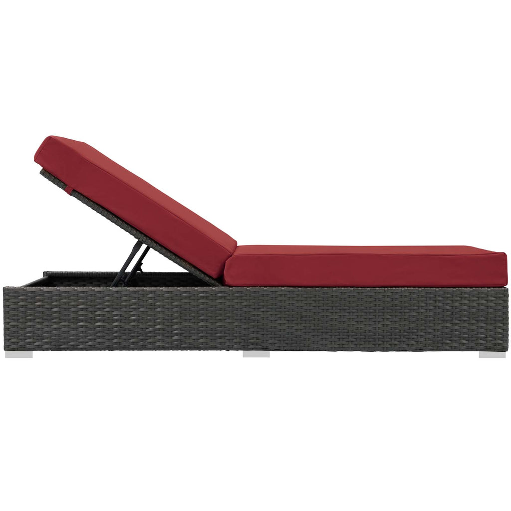 Sojourn Outdoor Patio Sunbrella® Chaise Lounge Canvas Red EEI-1862-CHC-RED