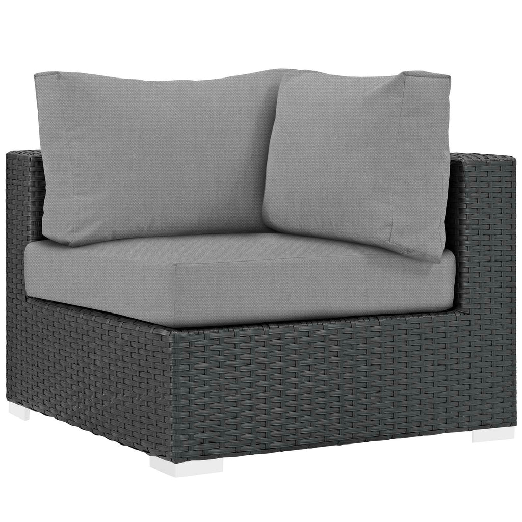 Sojourn 7 Piece Outdoor Patio Sunbrella® Sectional Set Canvas Gray EEI-1878-CHC-GRY-SET