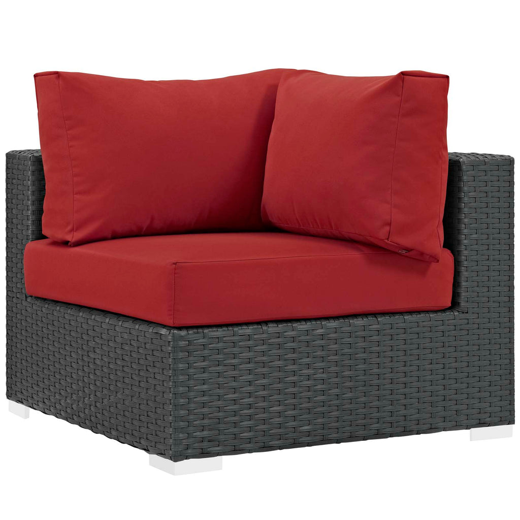 Sojourn 7 Piece Outdoor Patio Sunbrella® Sectional Set Canvas Red EEI-1878-CHC-RED-SET