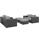 Sojourn 5 Piece Outdoor Patio Sunbrella® Sectional Set Canvas Gray EEI-1879-CHC-GRY-SET