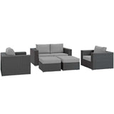 Sojourn 5 Piece Outdoor Patio Sunbrella® Sectional Set Canvas Gray EEI-1879-CHC-GRY-SET