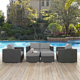 Sojourn 5 Piece Outdoor Patio Sunbrella® Sectional Set Canvas Gray EEI-1879-CHC-GRY-SET