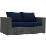 Sojourn 5 Piece Outdoor Patio Sunbrella® Sectional Set Canvas Navy EEI-1879-CHC-NAV-SET