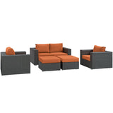 Sojourn 5 Piece Outdoor Patio Sunbrella® Sectional Set Canvas Tuscan EEI-1879-CHC-TUS-SET