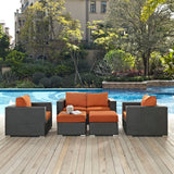 Sojourn 5 Piece Outdoor Patio Sunbrella® Sectional Set Canvas Tuscan EEI-1879-CHC-TUS-SET