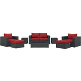 Sojourn 8 Piece Outdoor Patio Sunbrella® Sectional Set Canvas Red EEI-1880-CHC-RED-SET