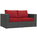 Sojourn 8 Piece Outdoor Patio Sunbrella® Sectional Set Canvas Red EEI-1880-CHC-RED-SET