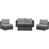 Sojourn 5 Piece Outdoor Patio Sunbrella® Sectional Set Canvas Gray EEI-1882-CHC-GRY-SET