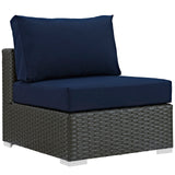 Sojourn 5 Piece Outdoor Patio Sunbrella® Sectional Set Canvas Navy EEI-1882-CHC-NAV-SET