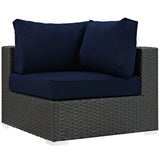 Sojourn 5 Piece Outdoor Patio Sunbrella® Sectional Set Canvas Navy EEI-1882-CHC-NAV-SET