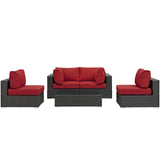 Sojourn 5 Piece Outdoor Patio Sunbrella® Sectional Set Canvas Red EEI-1882-CHC-RED-SET