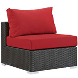 Sojourn 5 Piece Outdoor Patio Sunbrella® Sectional Set Canvas Red EEI-1882-CHC-RED-SET