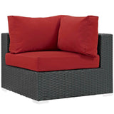 Sojourn 5 Piece Outdoor Patio Sunbrella® Sectional Set Canvas Red EEI-1882-CHC-RED-SET