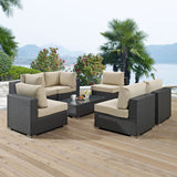 Sojourn 7 Piece Outdoor Patio Sunbrella® Sectional Set Canvas Antique Beige EEI-1883-CHC-BEI-SET