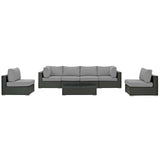 Sojourn 7 Piece Outdoor Patio Sunbrella® Sectional Set Canvas Gray EEI-1883-CHC-GRY-SET