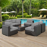 Sojourn 7 Piece Outdoor Patio Sunbrella® Sectional Set Canvas Gray EEI-1883-CHC-GRY-SET