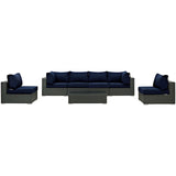 Sojourn 7 Piece Outdoor Patio Sunbrella® Sectional Set Canvas Navy EEI-1883-CHC-NAV-SET