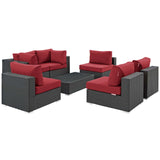 Sojourn 7 Piece Outdoor Patio Sunbrella® Sectional Set Canvas Red EEI-1883-CHC-RED-SET