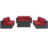 Sojourn 7 Piece Outdoor Patio Sunbrella® Sectional Set Canvas Red EEI-1883-CHC-RED-SET