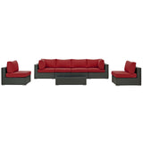 Sojourn 7 Piece Outdoor Patio Sunbrella® Sectional Set Canvas Red EEI-1883-CHC-RED-SET