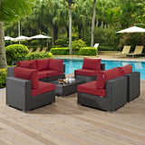 Sojourn 7 Piece Outdoor Patio Sunbrella® Sectional Set Canvas Red EEI-1883-CHC-RED-SET