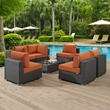 Sojourn 7 Piece Outdoor Patio Sunbrella® Sectional Set Canvas Tuscan EEI-1883-CHC-TUS-SET