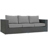 Sojourn 3 Piece Outdoor Patio Sunbrella® Sectional Set Canvas Gray EEI-1889-CHC-GRY-SET