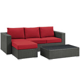 Sojourn 3 Piece Outdoor Patio Sunbrella® Sectional Set Canvas Red EEI-1889-CHC-RED-SET