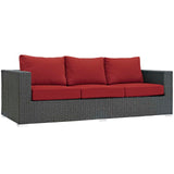 Sojourn 3 Piece Outdoor Patio Sunbrella® Sectional Set Canvas Red EEI-1889-CHC-RED-SET