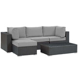 Sojourn 5 Piece Outdoor Patio Sunbrella® Sectional Set Canvas Gray EEI-1890-CHC-GRY-SET