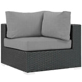 Sojourn 5 Piece Outdoor Patio Sunbrella® Sectional Set Canvas Gray EEI-1890-CHC-GRY-SET