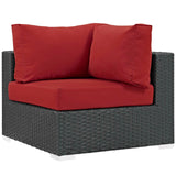 Sojourn 5 Piece Outdoor Patio Sunbrella® Sectional Set Canvas Red EEI-1890-CHC-RED-SET