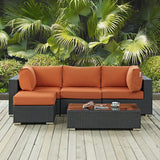 Sojourn 5 Piece Outdoor Patio Sunbrella® Sectional Set Canvas Tuscan EEI-1890-CHC-TUS-SET