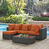 Sojourn 5 Piece Outdoor Patio Sunbrella® Sectional Set Canvas Tuscan EEI-1890-CHC-TUS-SET