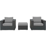 Sojourn 3 Piece Outdoor Patio Sunbrella® Sectional Set Canvas Gray EEI-1891-CHC-GRY-SET
