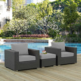 Sojourn 3 Piece Outdoor Patio Sunbrella® Sectional Set Canvas Gray EEI-1891-CHC-GRY-SET