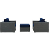 Sojourn 3 Piece Outdoor Patio Sunbrella® Sectional Set Canvas Navy EEI-1891-CHC-NAV-SET