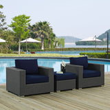 Sojourn 3 Piece Outdoor Patio Sunbrella® Sectional Set Canvas Navy EEI-1891-CHC-NAV-SET