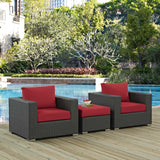 Sojourn 3 Piece Outdoor Patio Sunbrella® Sectional Set Canvas Red EEI-1891-CHC-RED-SET