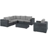 Summon 7 Piece Outdoor Patio Sunbrella® Sectional Set Canvas Gray EEI-1892-GRY-GRY-SET