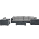 Summon 7 Piece Outdoor Patio Sunbrella® Sectional Set Canvas Gray EEI-1892-GRY-GRY-SET