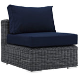 Summon 7 Piece Outdoor Patio Sunbrella® Sectional Set Canvas Navy EEI-1892-GRY-NAV-SET