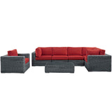 Summon 7 Piece Outdoor Patio Sunbrella® Sectional Set Canvas Red EEI-1892-GRY-RED-SET