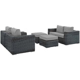 Summon 5 Piece Outdoor Patio Sunbrella® Sectional Set Canvas Gray EEI-1893-GRY-GRY-SET