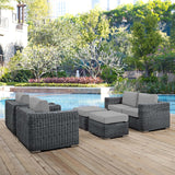 Summon 5 Piece Outdoor Patio Sunbrella® Sectional Set Canvas Gray EEI-1893-GRY-GRY-SET